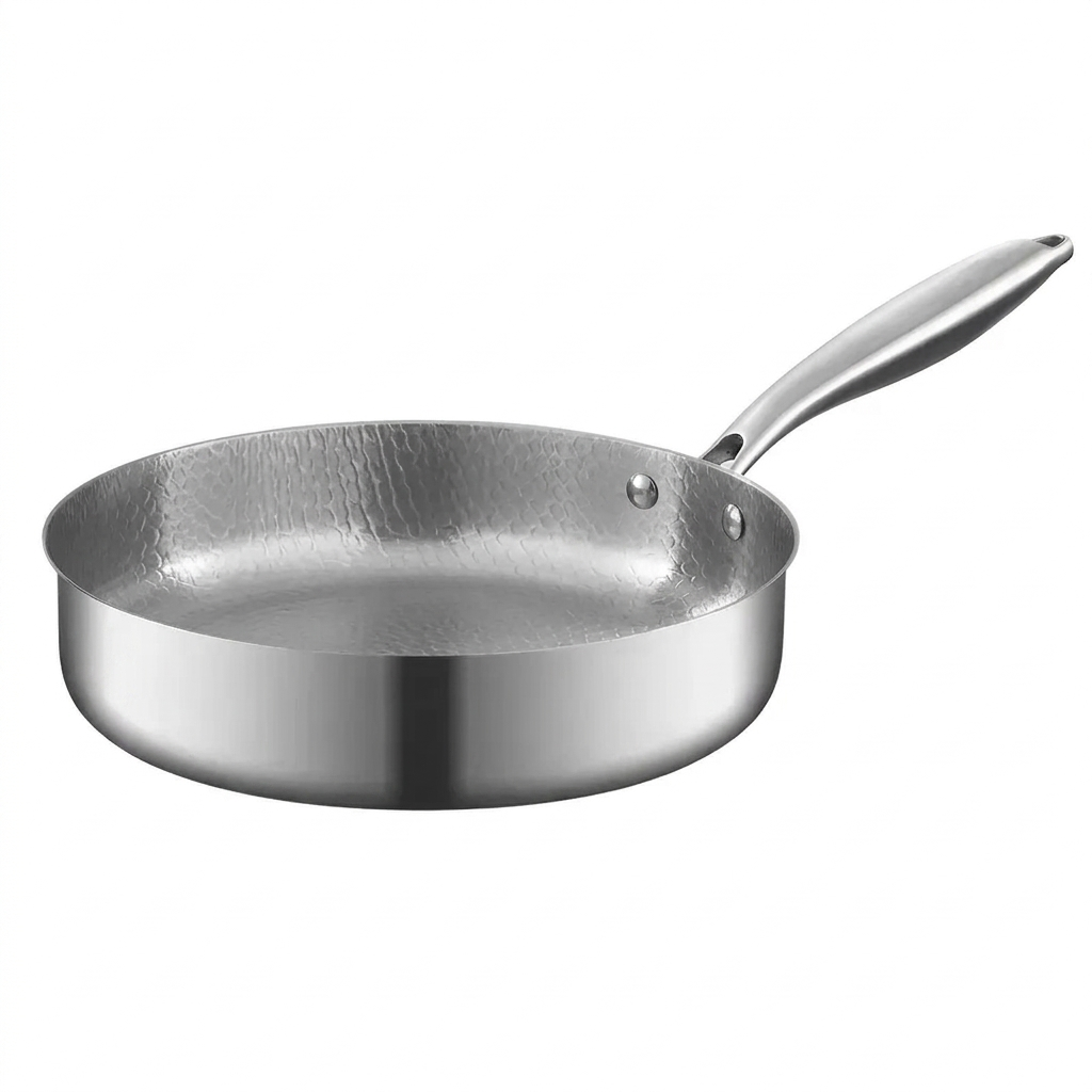 Flat-Bottomed Hammered Titanium Wok Pan