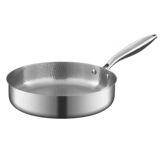 Flat-Bottomed Hammered Titanium Wok Pan