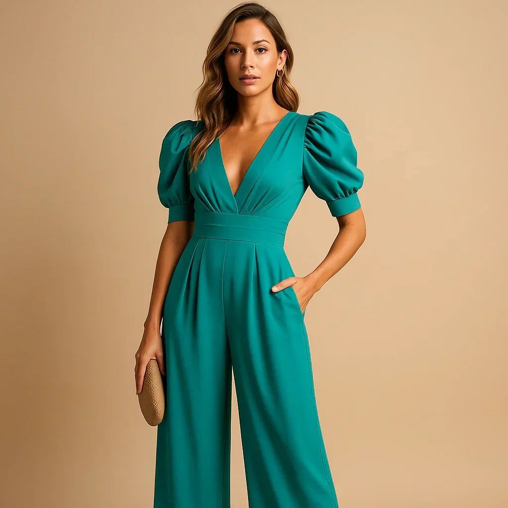 Flattering Puff Sleeve Jumpsuit