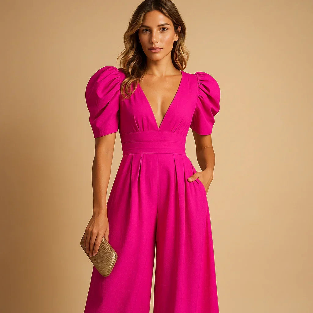 Flattering Puff Sleeve Jumpsuit