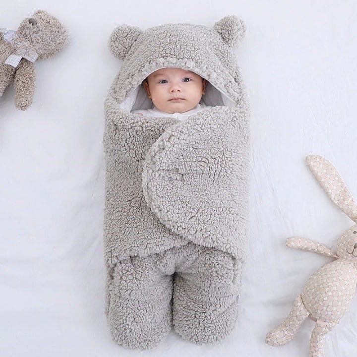 Fleece Hooded Baby Swaddle Blanket