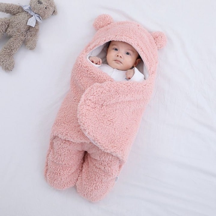 Fleece Hooded Baby Swaddle Blanket
