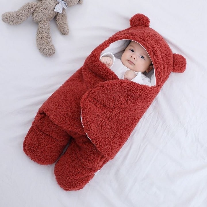 Fleece Hooded Baby Swaddle Blanket