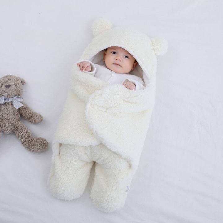 Fleece Hooded Baby Swaddle Blanket
