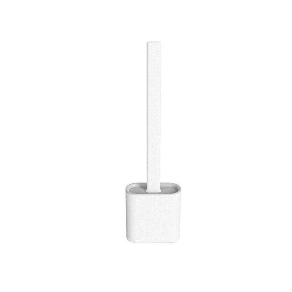 Flexible Silicone Toilet Brush with Wall-Mount Holder for Hygienic Cleaning Without Drilling