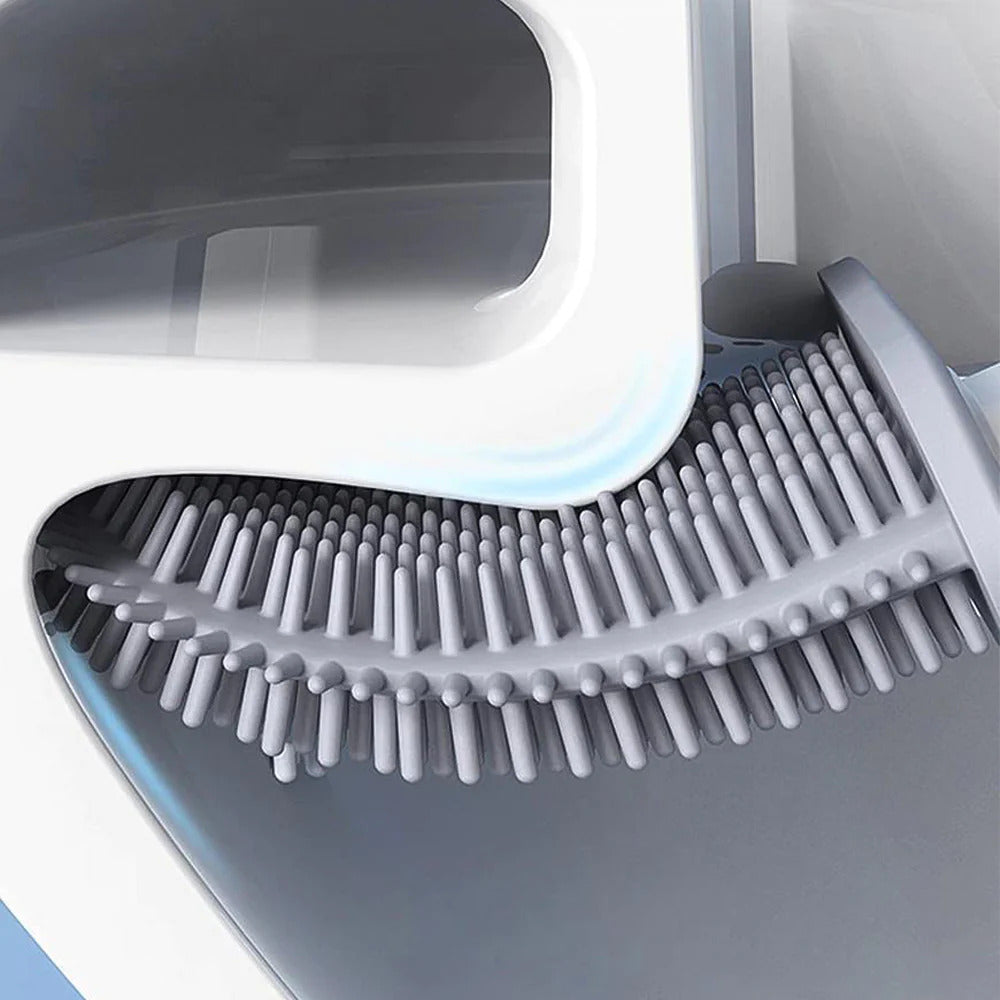 Flexible Silicone Toilet Brush with Wall-Mount Holder for Hygienic Cleaning Without Drilling