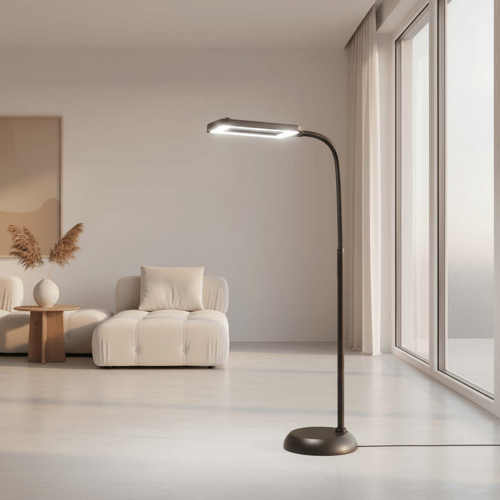 Floor Lamp with 3X Magnifying Glass and Gooseneck Arm for Precision Work