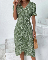 Floral Print V-Neck Wrap Dress