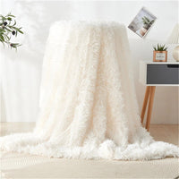 Fluffy faux fur throw blanket