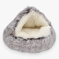Fluffy Winter Pet Bed with Washable Cover and Non-Slip Base