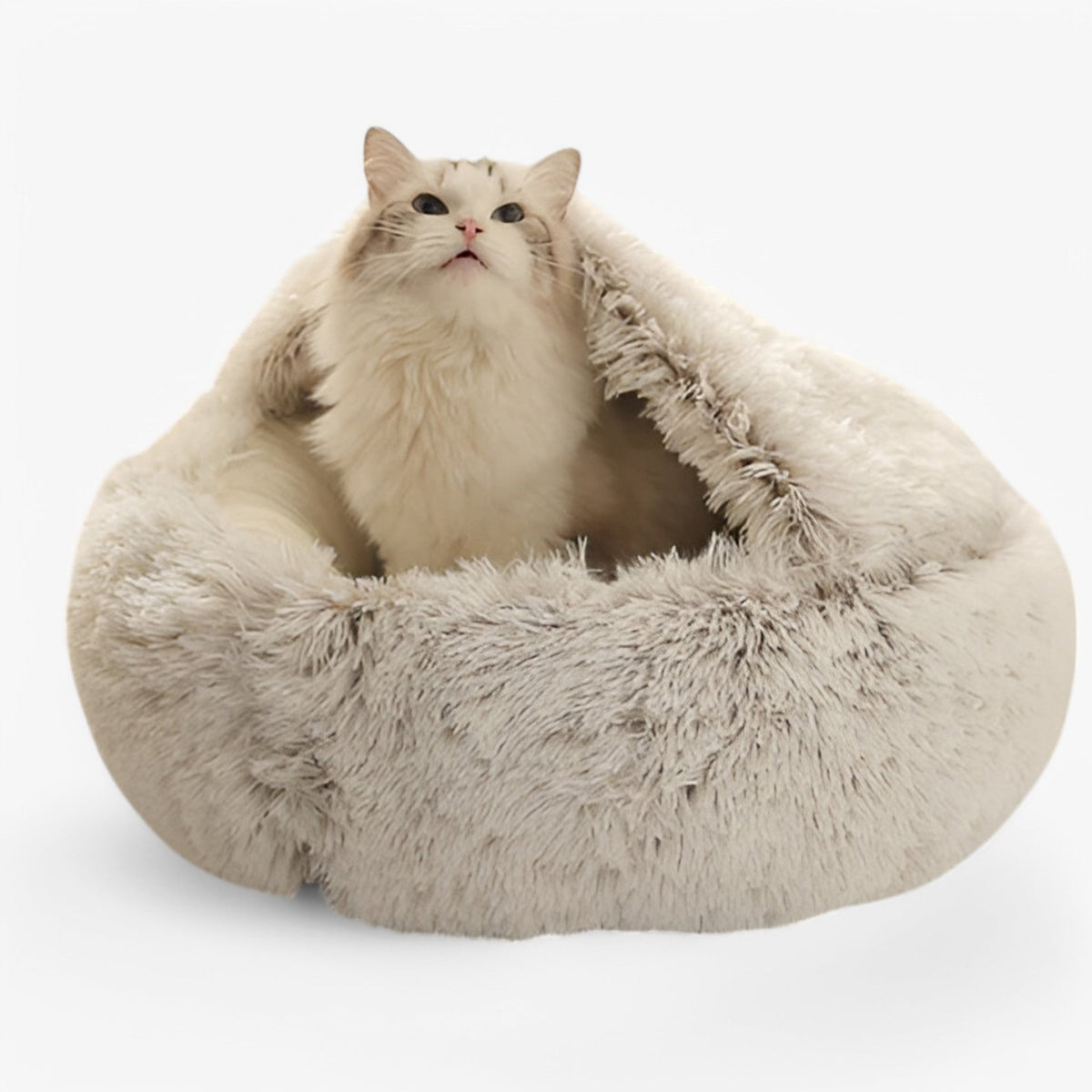 Fluffy Winter Pet Bed with Washable Cover and Non-Slip Base