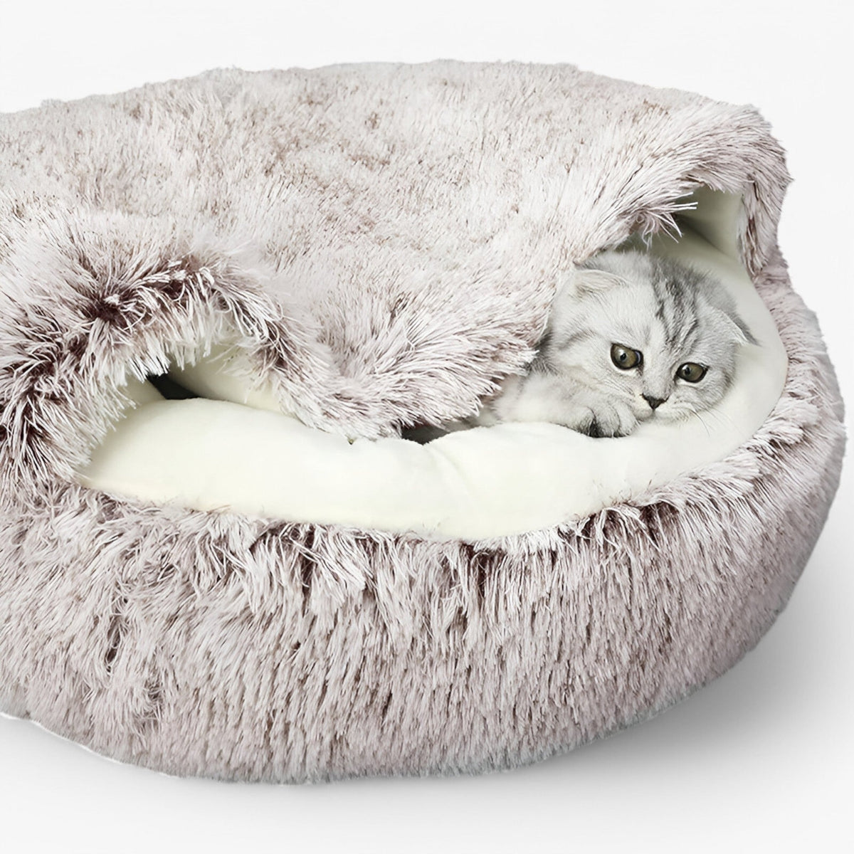 Fluffy Winter Pet Bed with Washable Cover and Non-Slip Base