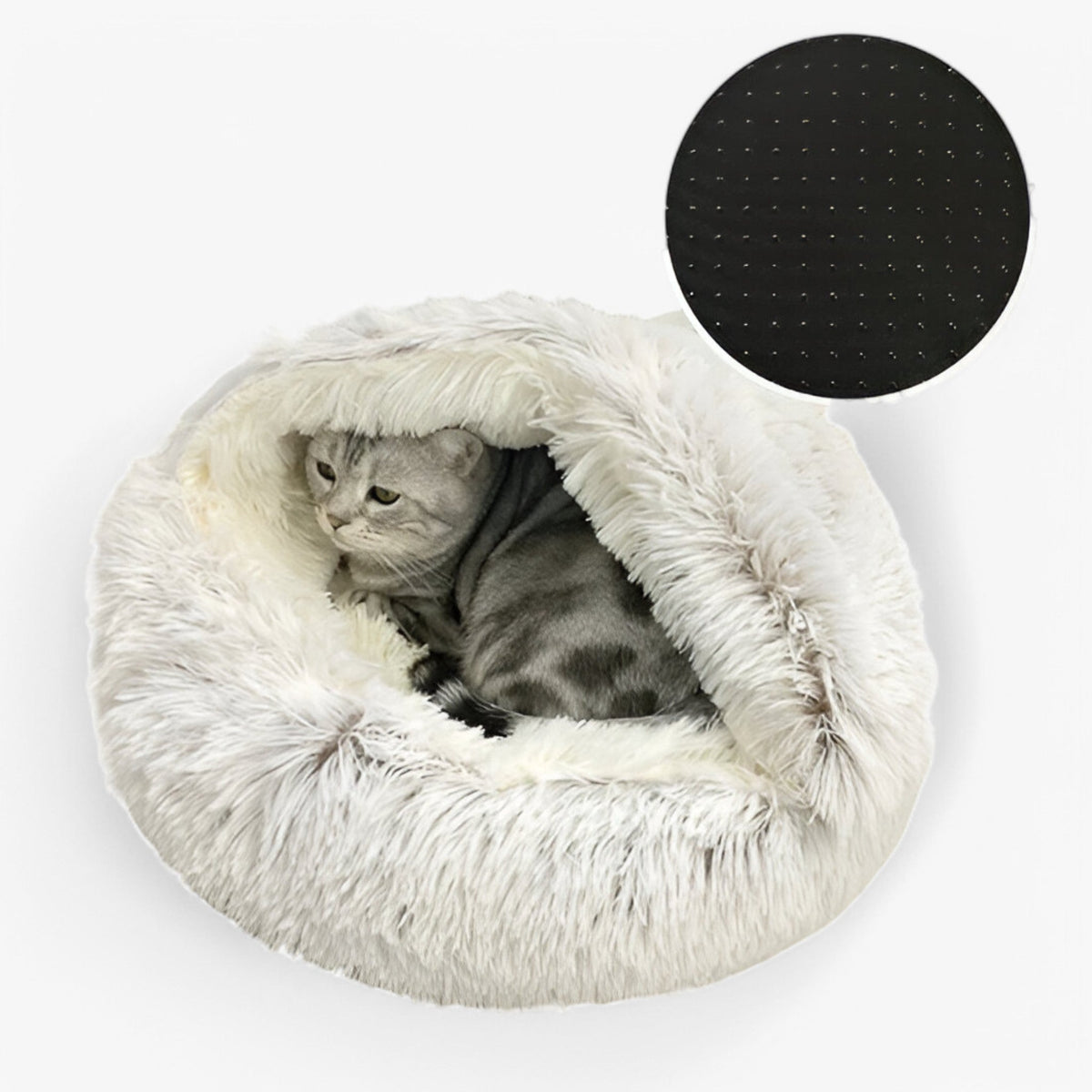 Fluffy Winter Pet Bed with Washable Cover and Non-Slip Base