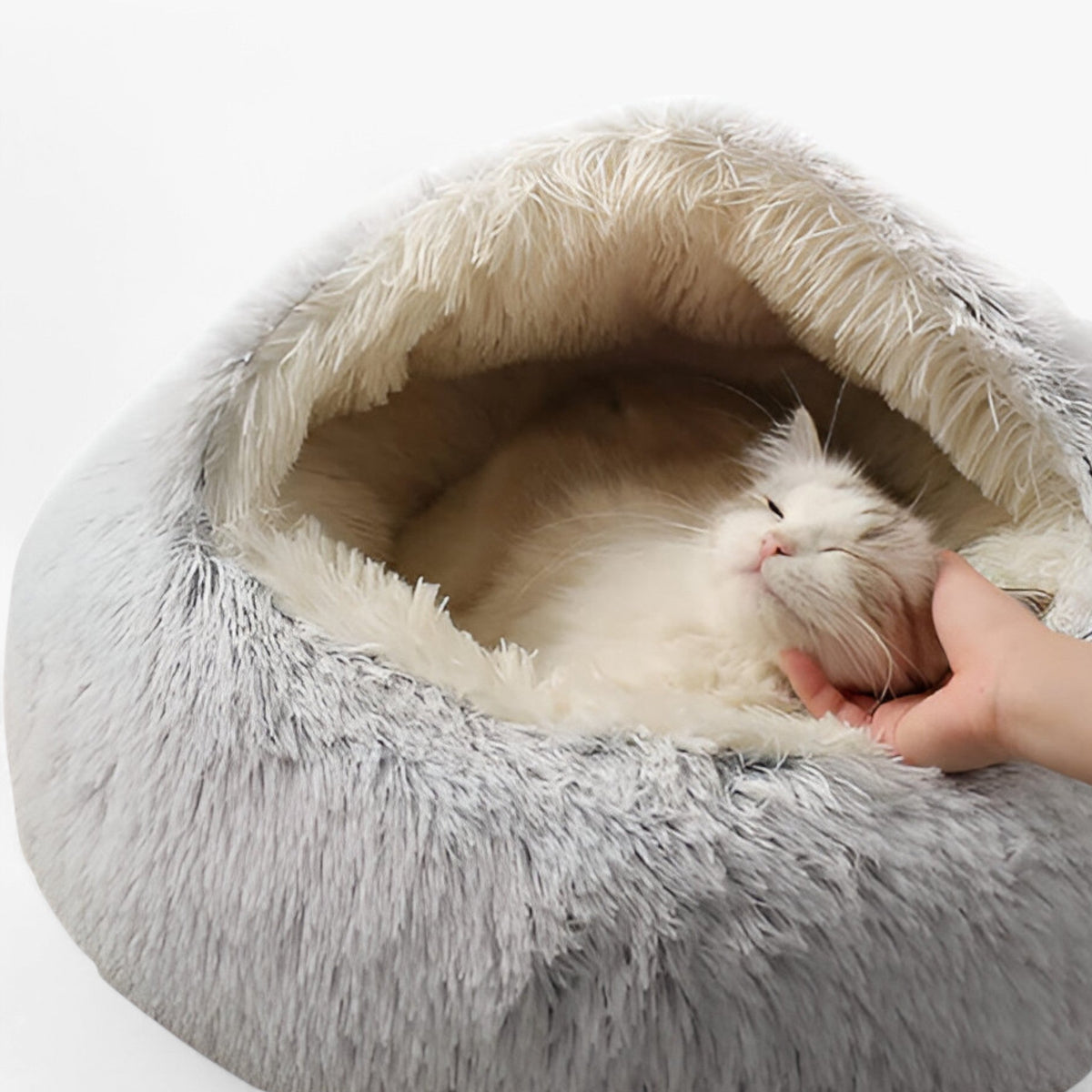 Fluffy Winter Pet Bed with Washable Cover and Non-Slip Base