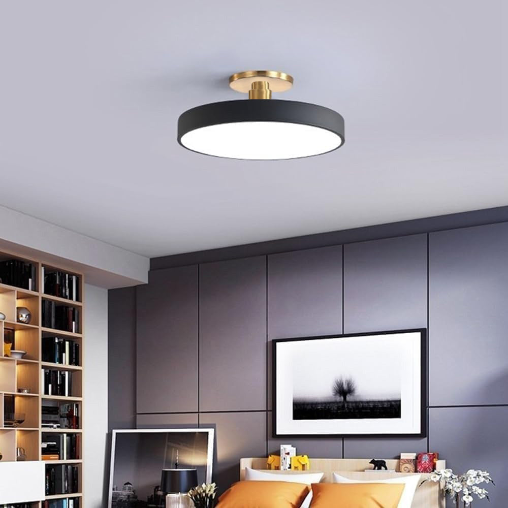 Flush Mount Round Ceiling Lamp | Modern LED Fixture | Soft Glow | Metal & Acrylic