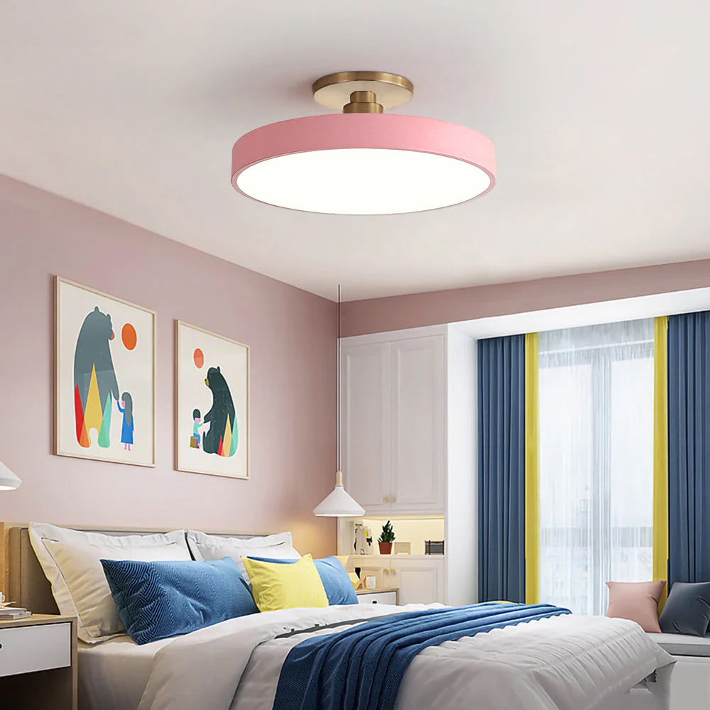 Flush Mount Round Ceiling Lamp | Modern LED Fixture | Soft Glow | Metal & Acrylic