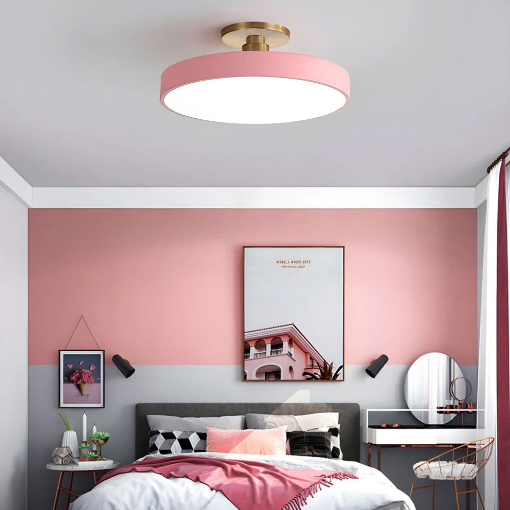 Flush Mount Round Ceiling Lamp | Modern LED Fixture | Soft Glow | Metal & Acrylic
