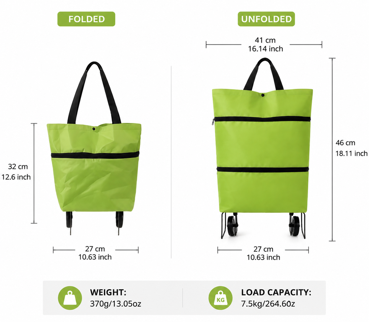 Foldable Trolley Bag with Wheels