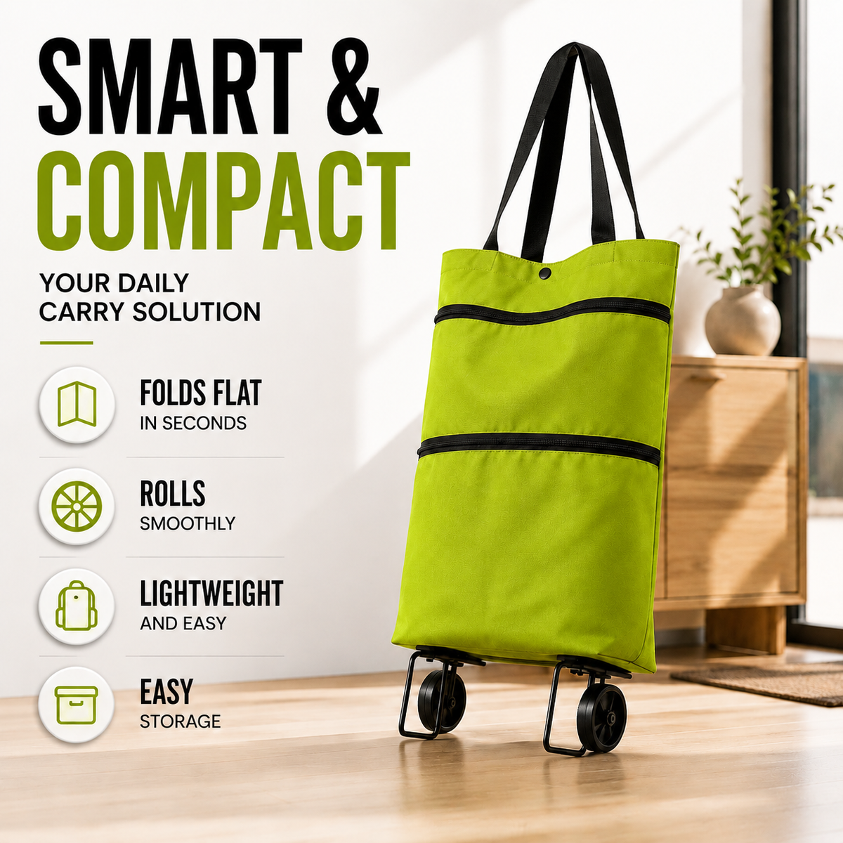 Foldable Trolley Bag with Wheels
