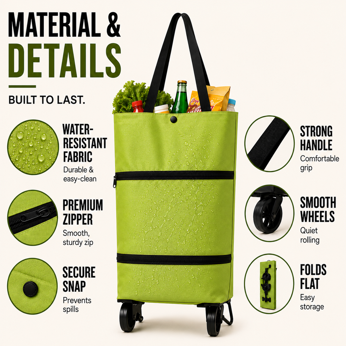 Foldable Trolley Bag with Wheels