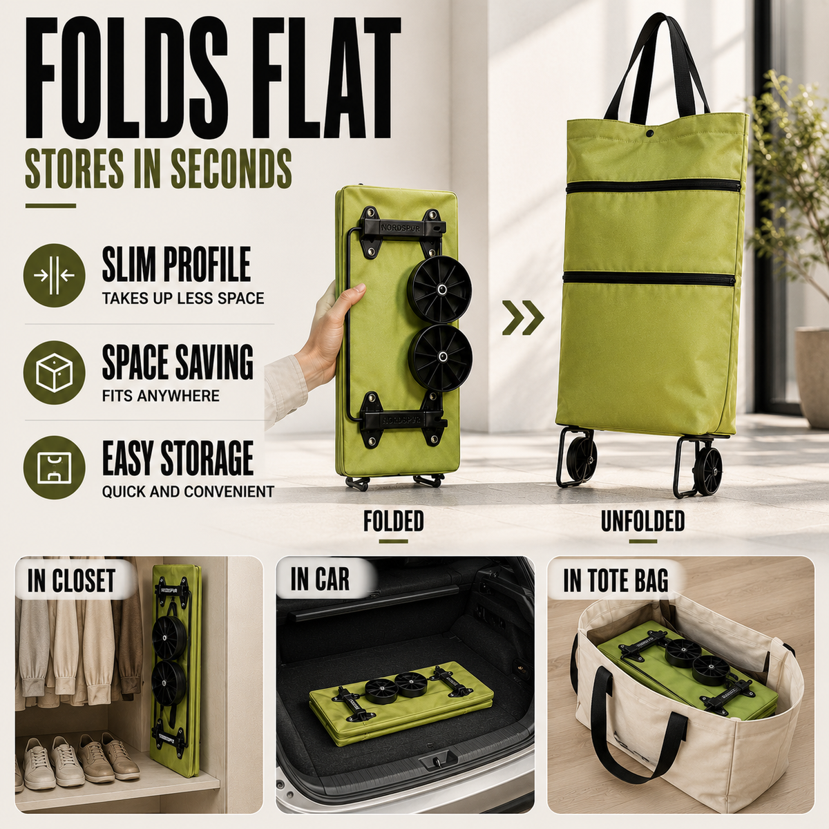 Foldable Trolley Bag with Wheels
