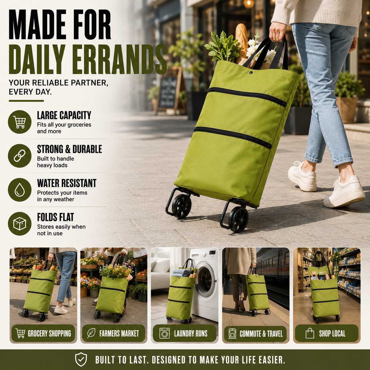 Foldable Trolley Bag with Wheels