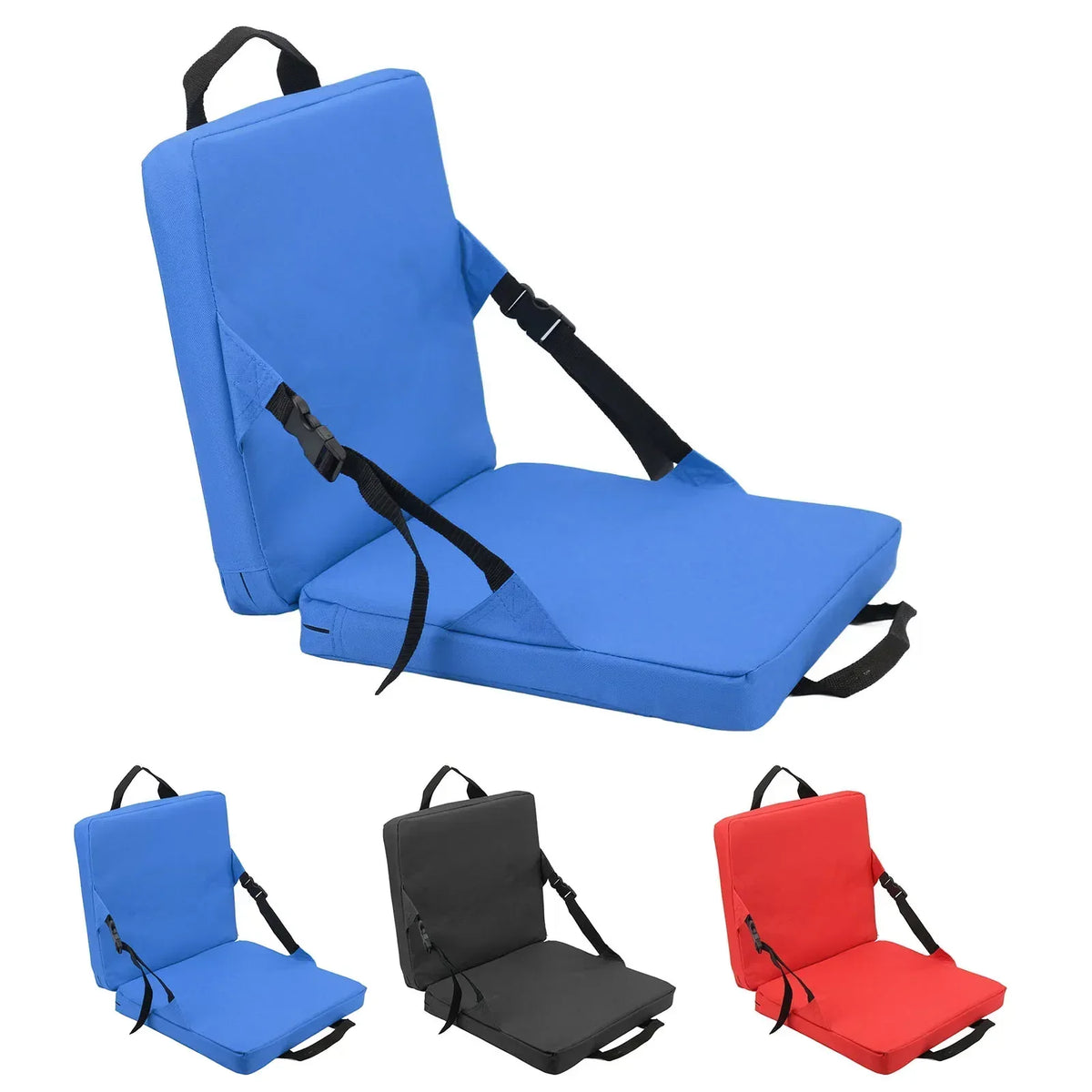 Folding Chair with Backrest | Padded Seat Cushion | Compact and Comfortable for Stadium, Beach, and Park