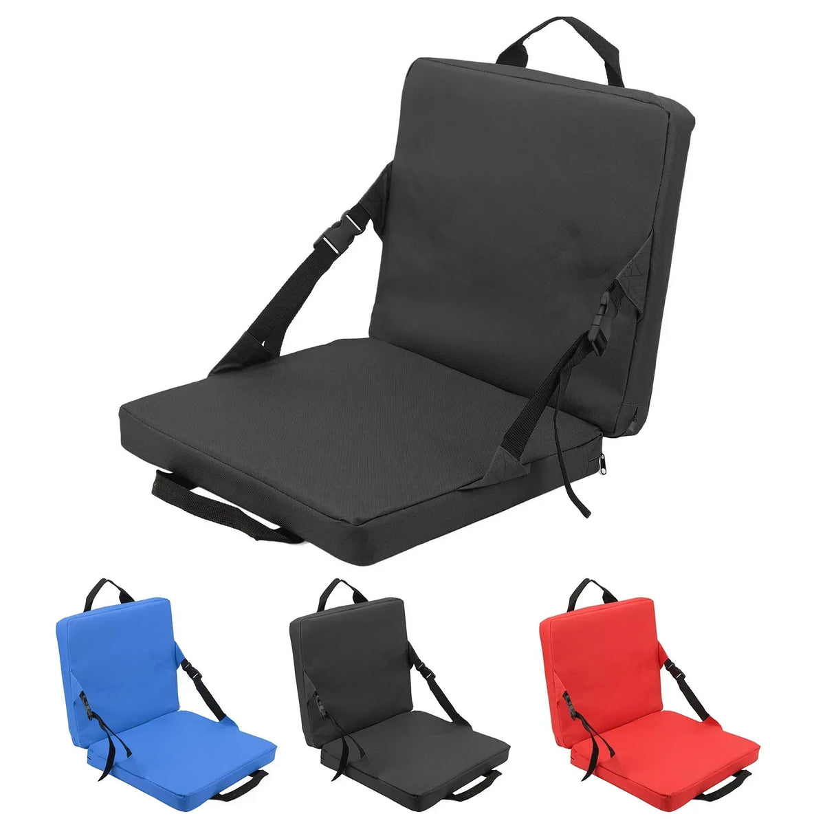 Folding Chair with Backrest | Padded Seat Cushion | Compact and Comfortable for Stadium, Beach, and Park