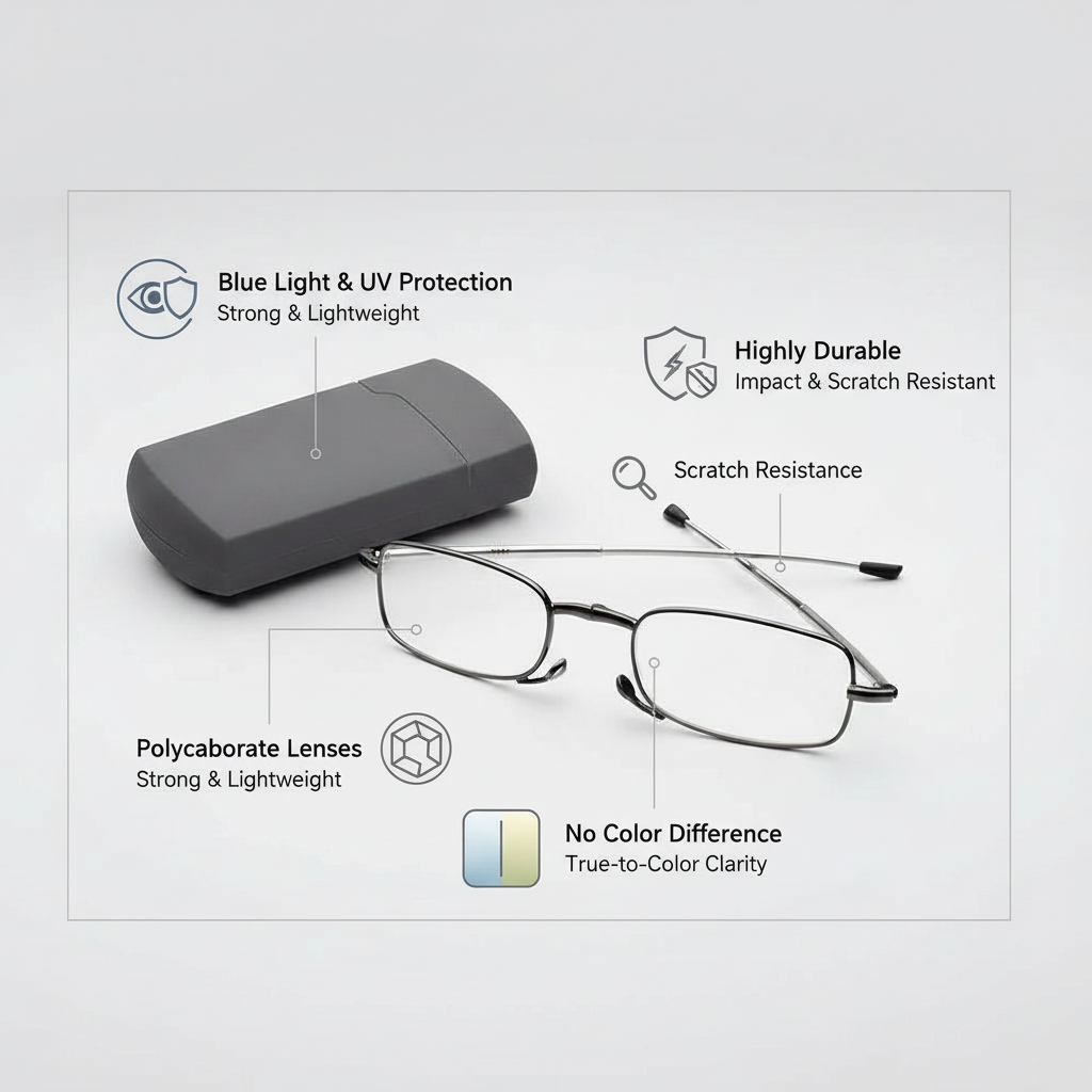 Folding Reading Glasses - Portable With Case