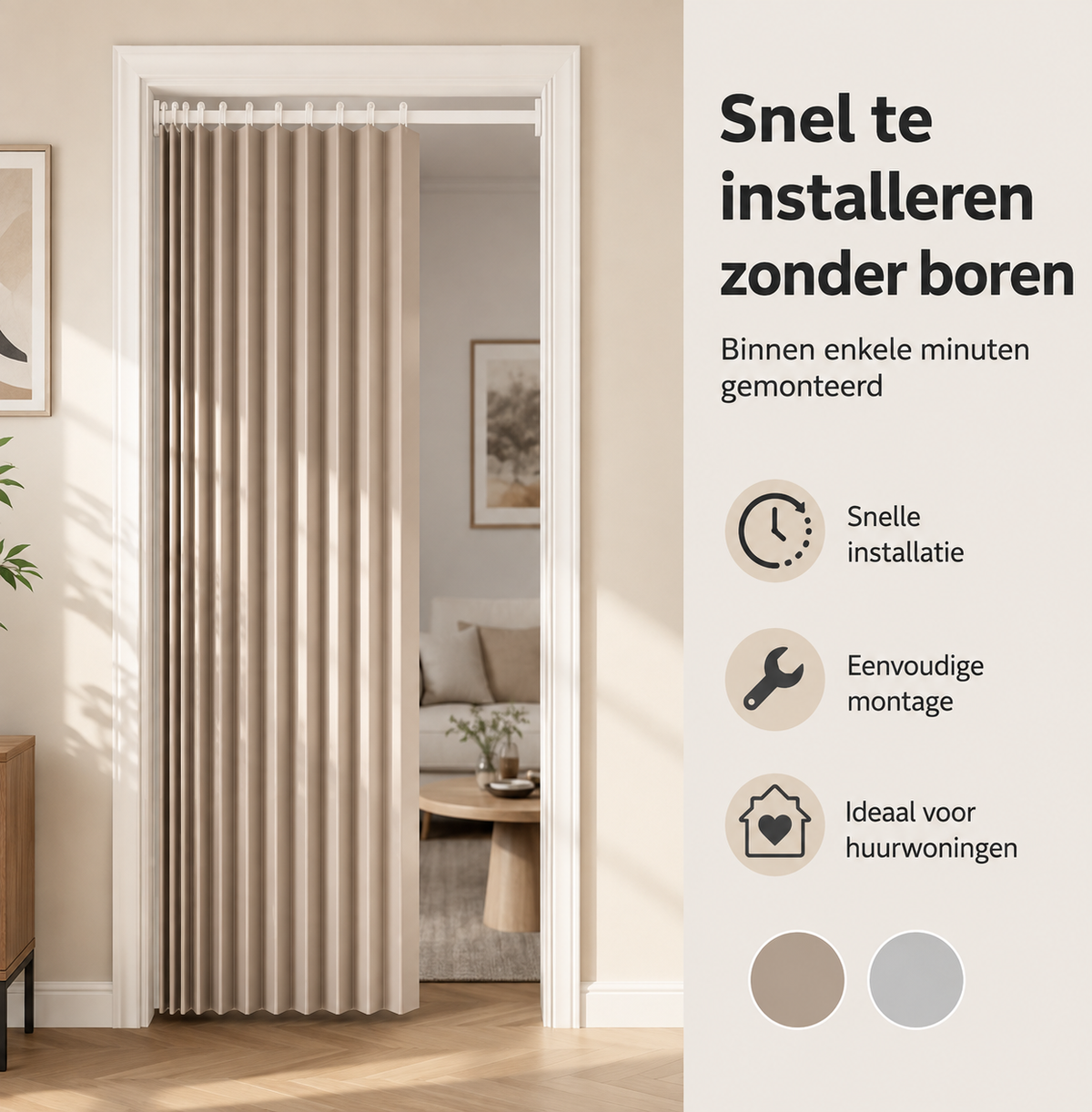 Folding Roman Blind as Room Divider – No Drilling Required