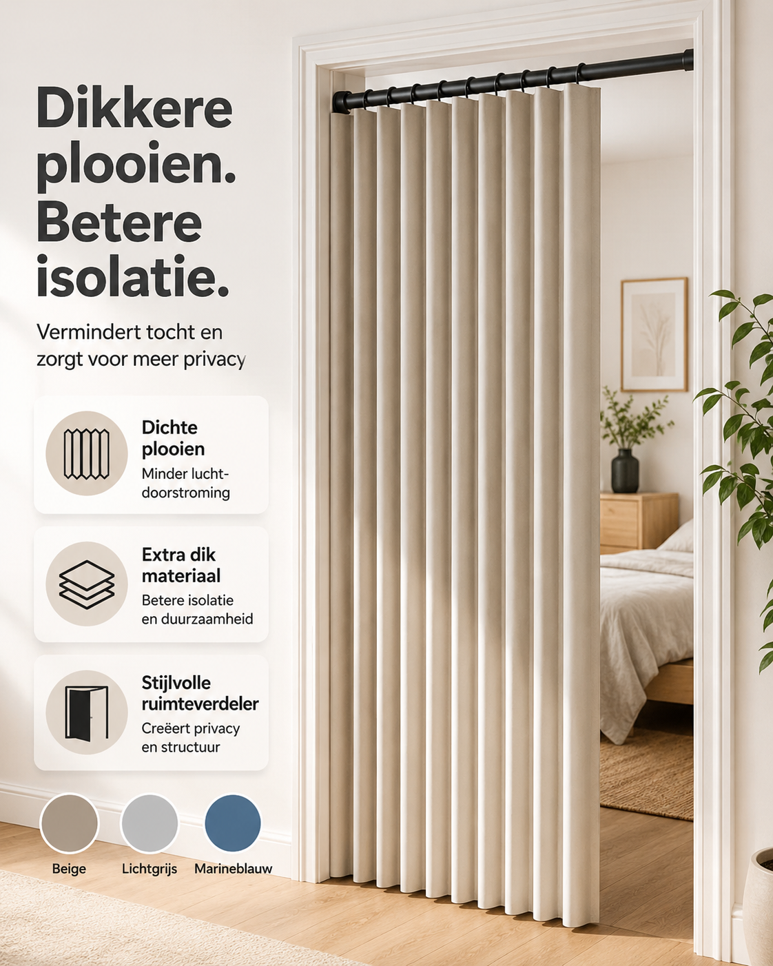 Folding Roman Blind as Room Divider – No Drilling Required