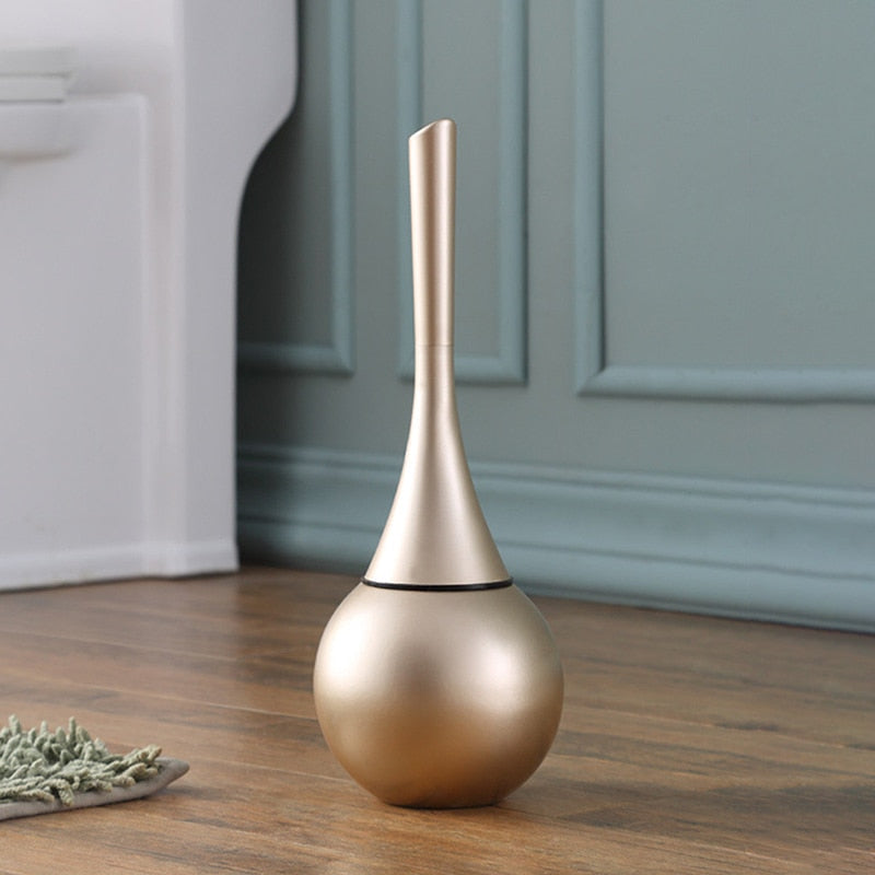 Freestanding Black and Gold Toilet Cleaning Set in ABS and Stainless Steel 40x12 cm