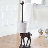 Freestanding Cast Iron Giraffe Toilet Paper Holder — Quirky Animal Bathroom Decor