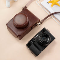 Full Body Leather Camera Case Bag with Strap for FUJIFILM X100VI (Coffee)