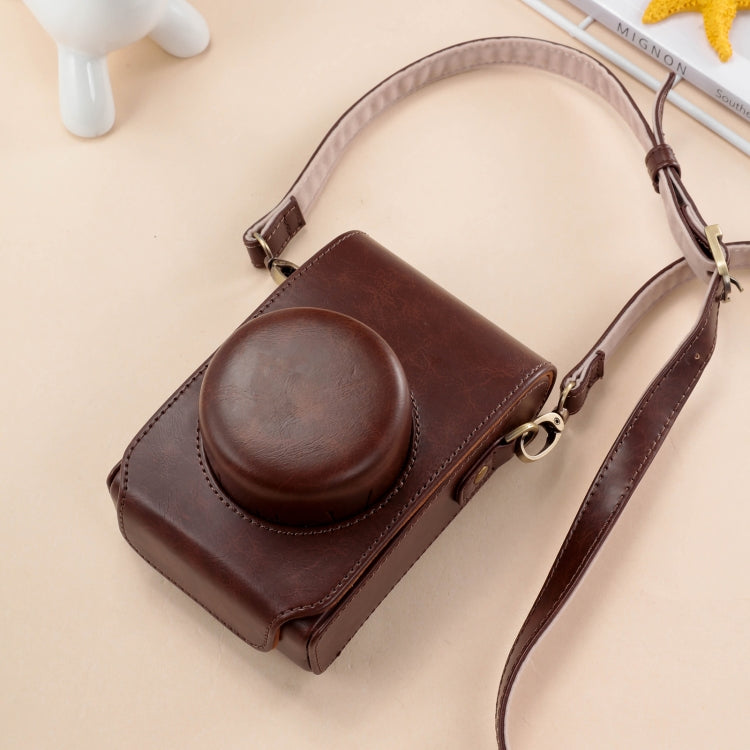 Full Body Leather Camera Case Bag with Strap for FUJIFILM X100VI (Coffee)