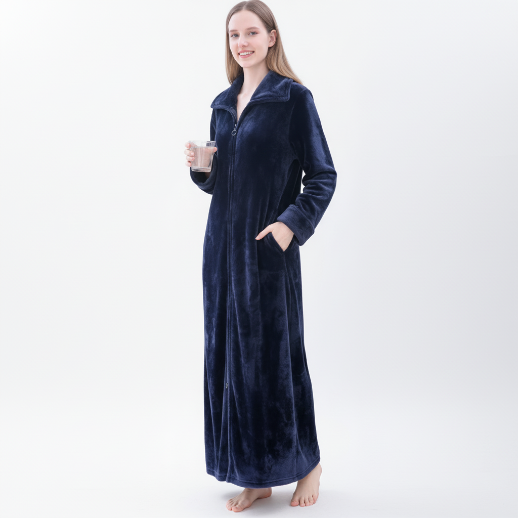 Full-Length Zip Dressing Gown