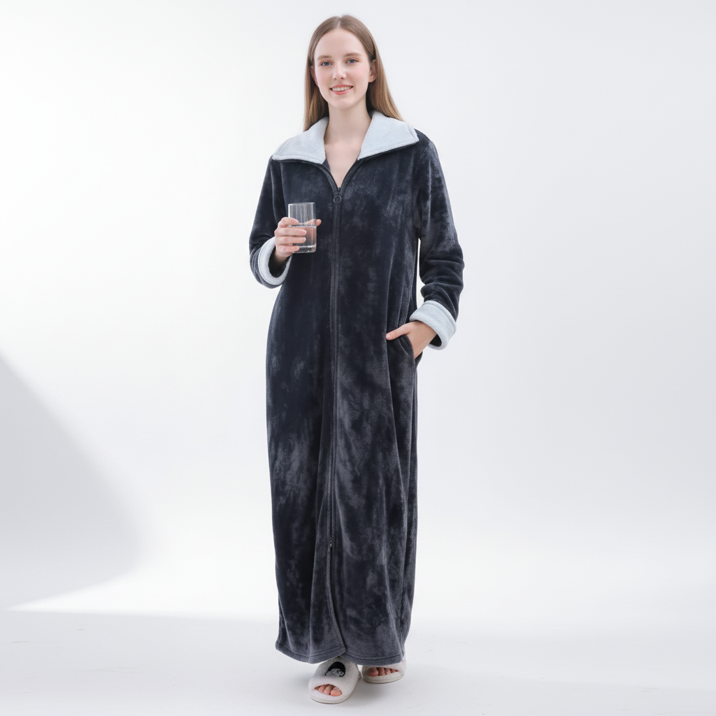 Full-Length Zip Dressing Gown