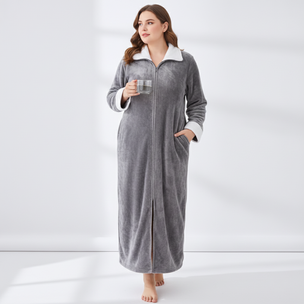Full-Length Zip Dressing Gown