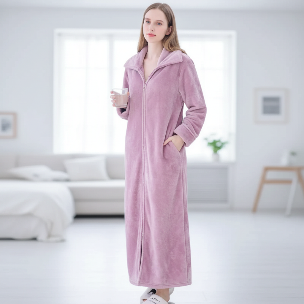 Full-Length Zip Dressing Gown