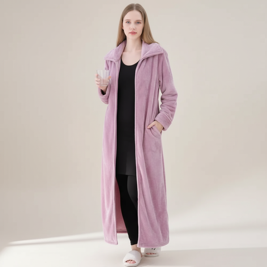 Full-Length Zip Dressing Gown