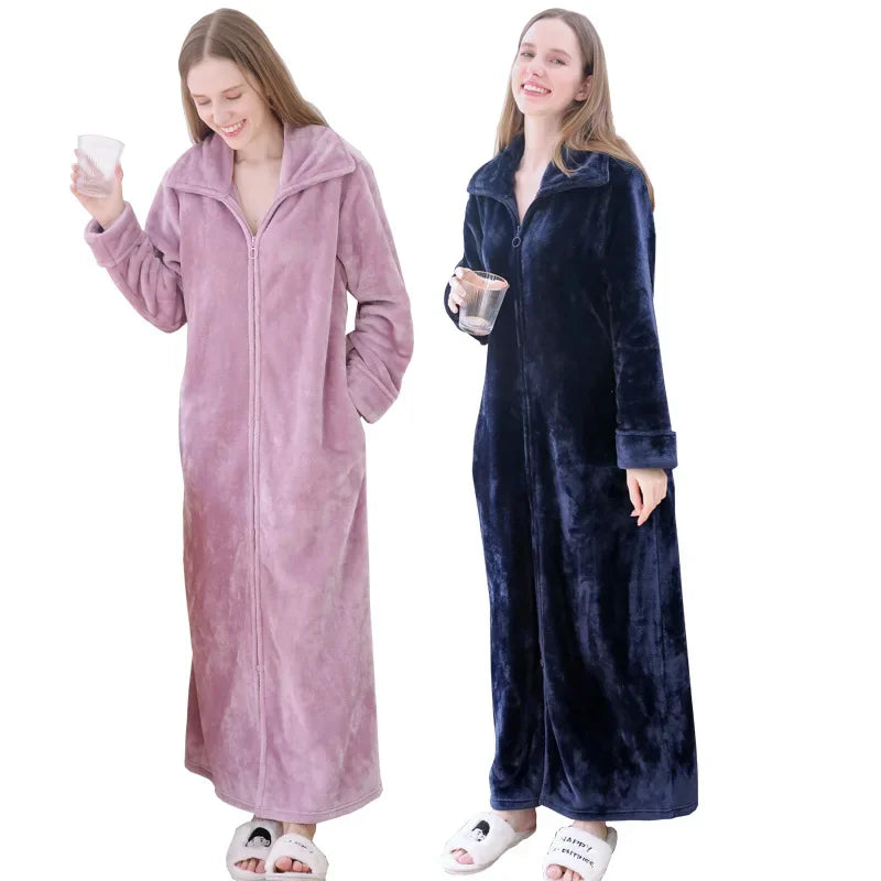 Full-Length Zip Dressing Gown