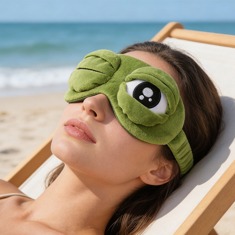Funny 3D Frog Sleep Mask with Movable Eyelids