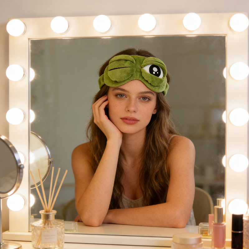 Funny 3D Frog Sleep Mask with Movable Eyelids