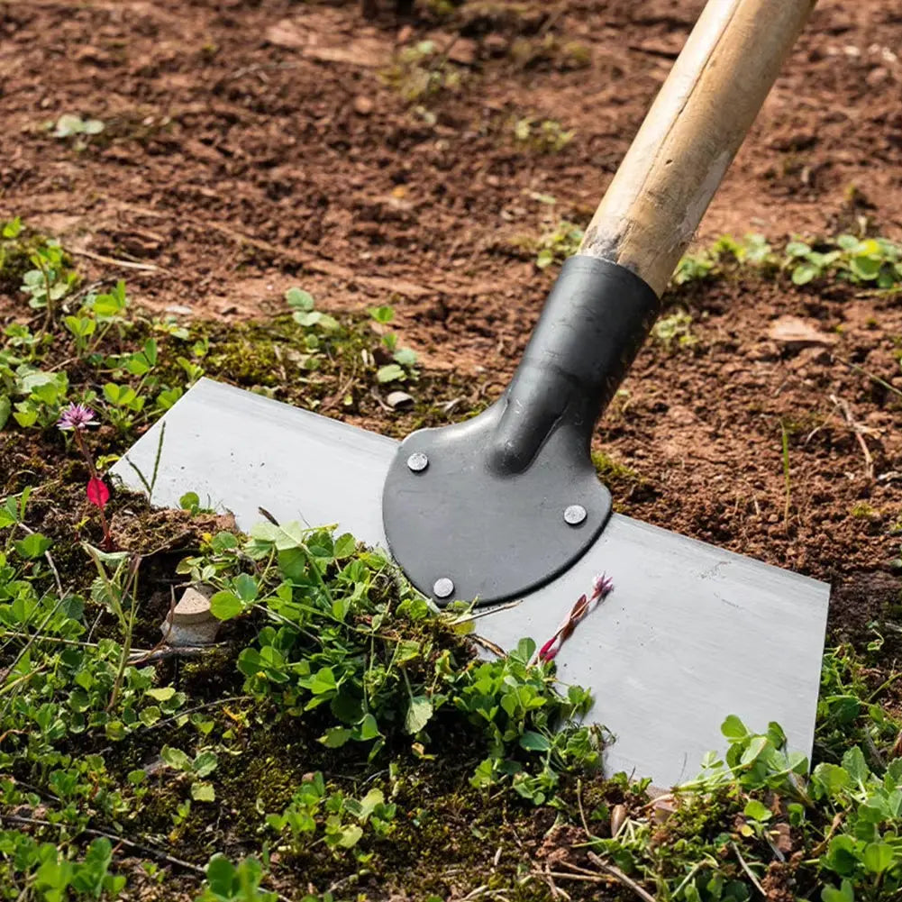 Garden Hoe with Wide Flat Blade and Wooden Handle for Weeds, Moss and Algae