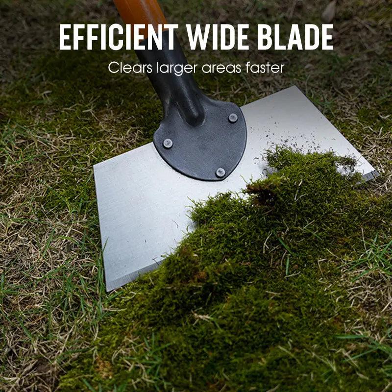 Garden Hoe with Wide Flat Blade and Wooden Handle for Weeds, Moss and Algae