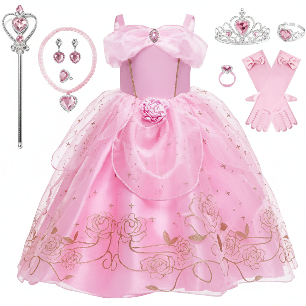Girls' Pink Princess Halloween Costume Carnival Set
