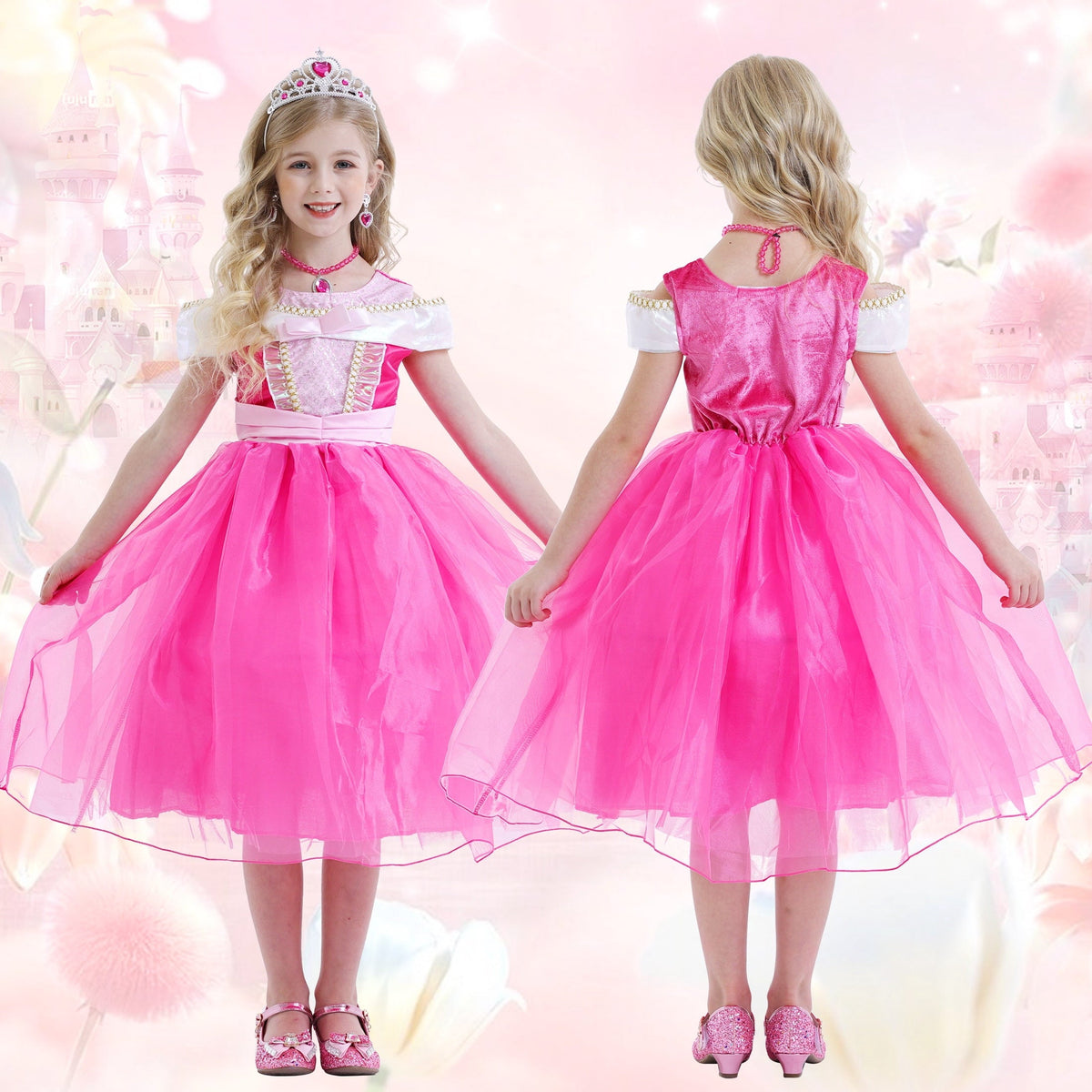 Girls' Pink Princess Halloween Costume Carnival Set