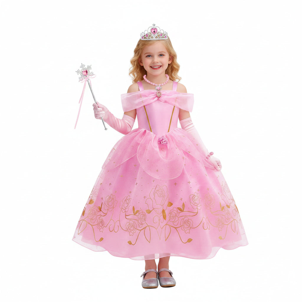 Girls' Pink Princess Halloween Costume Carnival Set