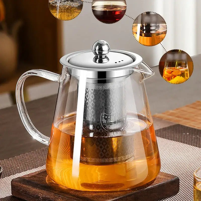 Glass and Stainless Steel Teapot