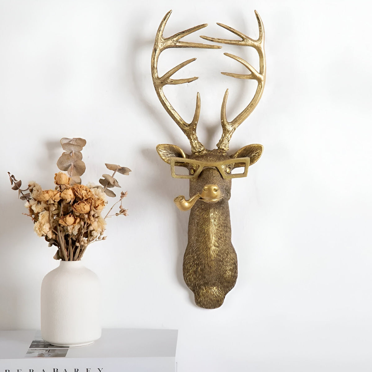 Gold Animal Head Wall Hook for Keys and Coats - Resin Decoration